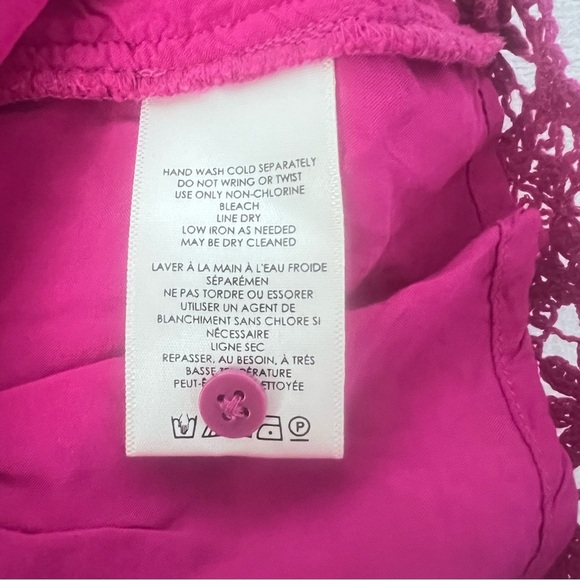 Anthropologie Maeve Solid Eyelet Crochet Top and Shorts Set Size 10 Fuchsia - Picture 11 of 16